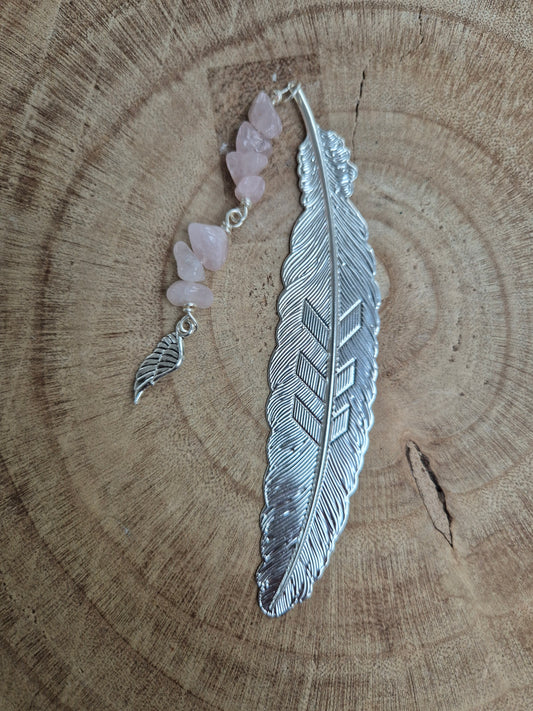 Rose Quartz Feather Bookmark